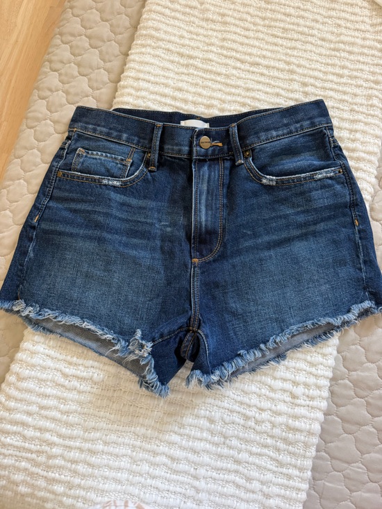 DRIFTWOOD Pants - DRIFTWOOD Dark Blue Frayed Hem HR Goldie Denim Shorts